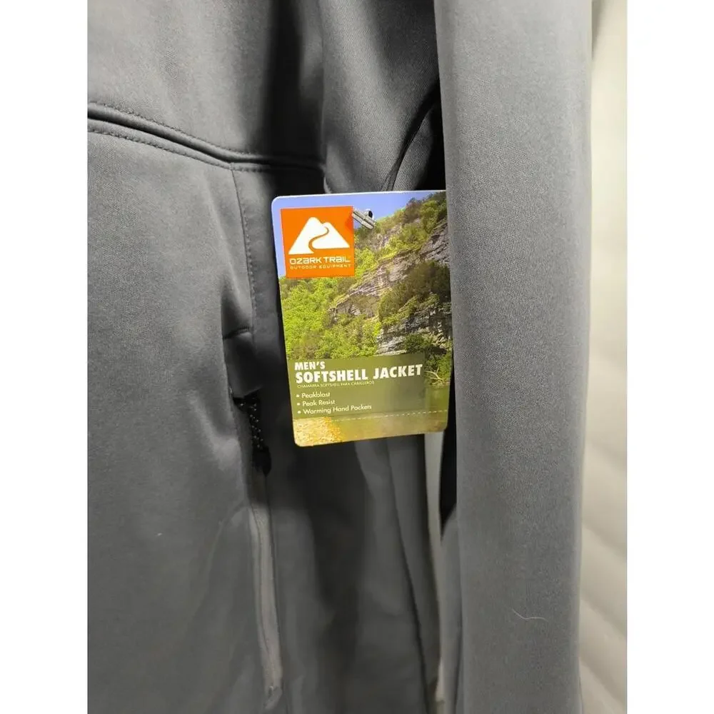 Ozark Trail Soft Shell Men's Size 2XL Gray Hooded Full Zip Jacket NWT